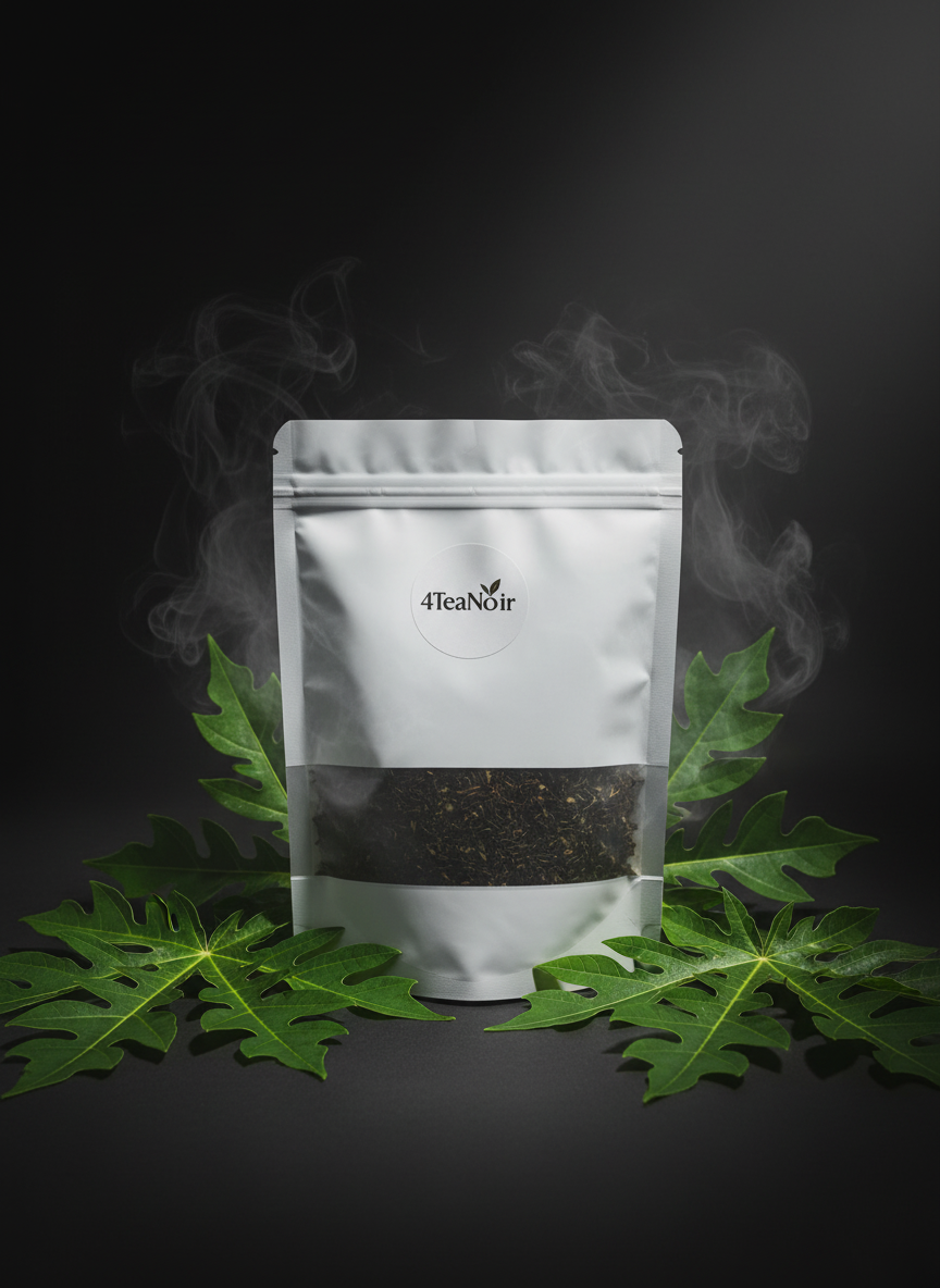 Mysterieuze 4TeaNoir met subtiele Bos Papaya bladeren