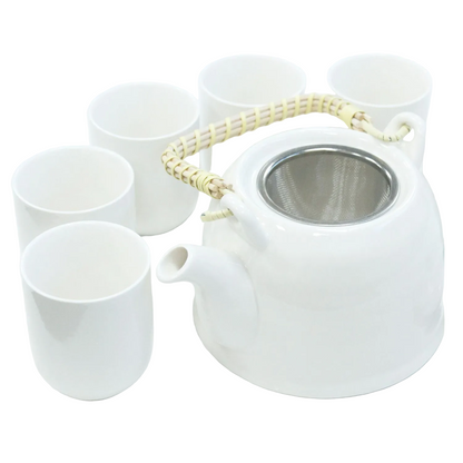 Theepotset voor kruidenthee – klassiek wit
