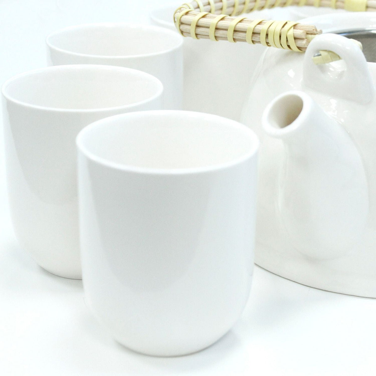 Theepotset voor kruidenthee – klassiek wit