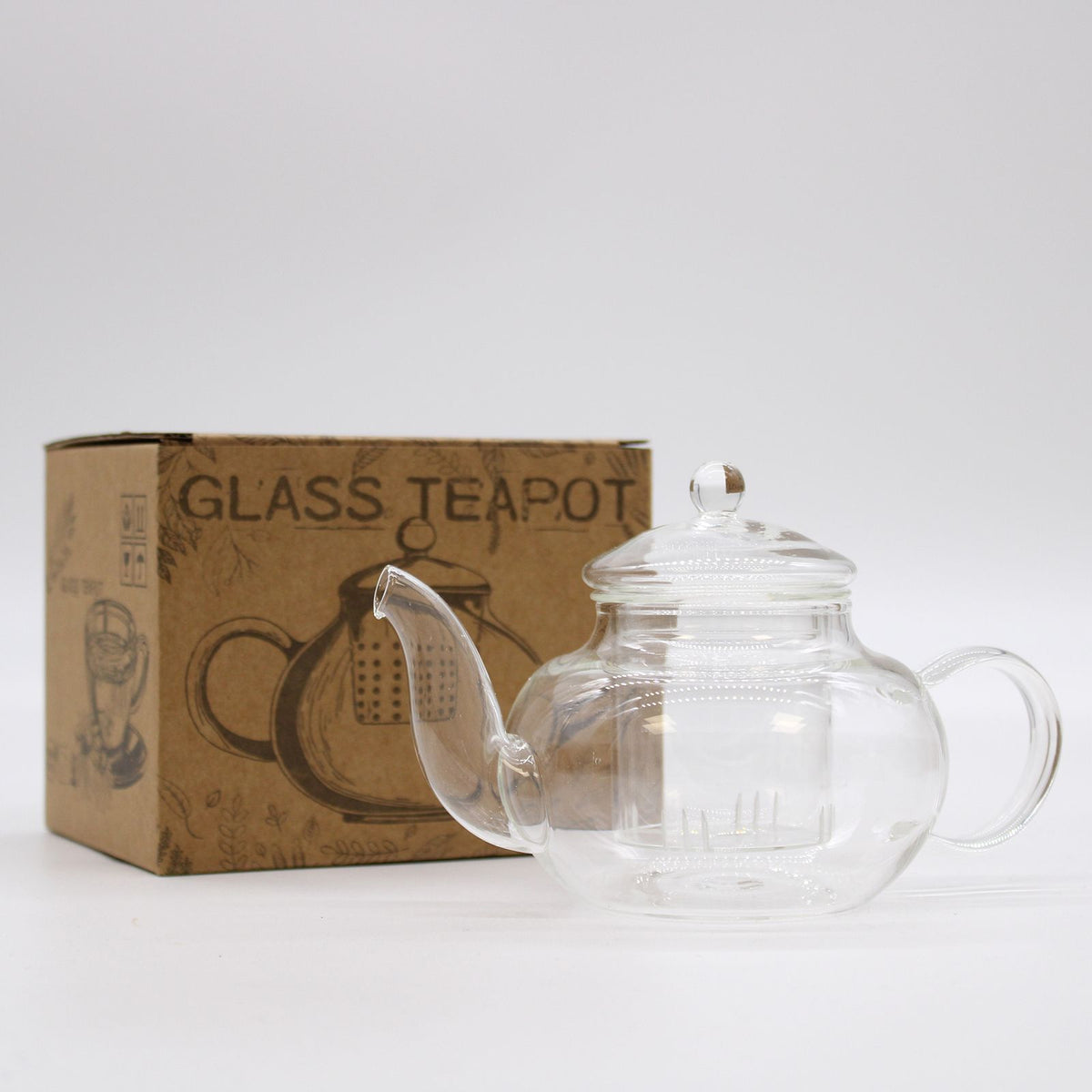 Glazen theepot met theezeef – Rond Pearl – 400 ml