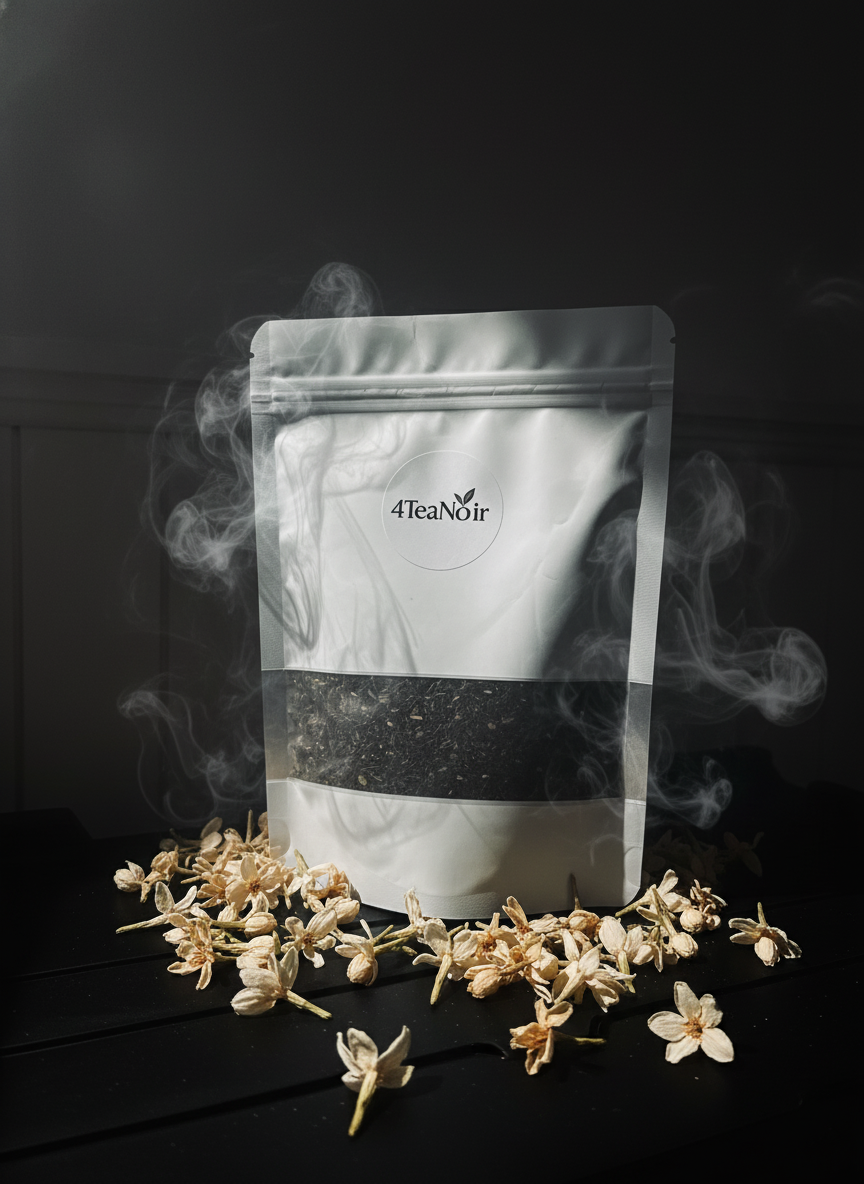Mysterieuze 4TeaNoir met droge jasmijn bloemen
