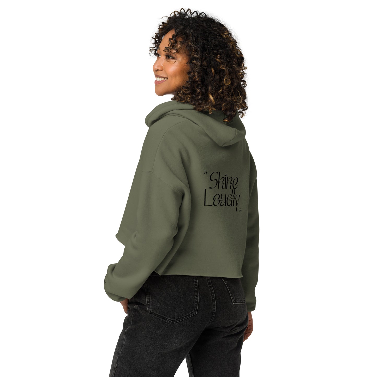 Hoodie Glow Quietly, back Shine loudly.4Teanoir. Green.back