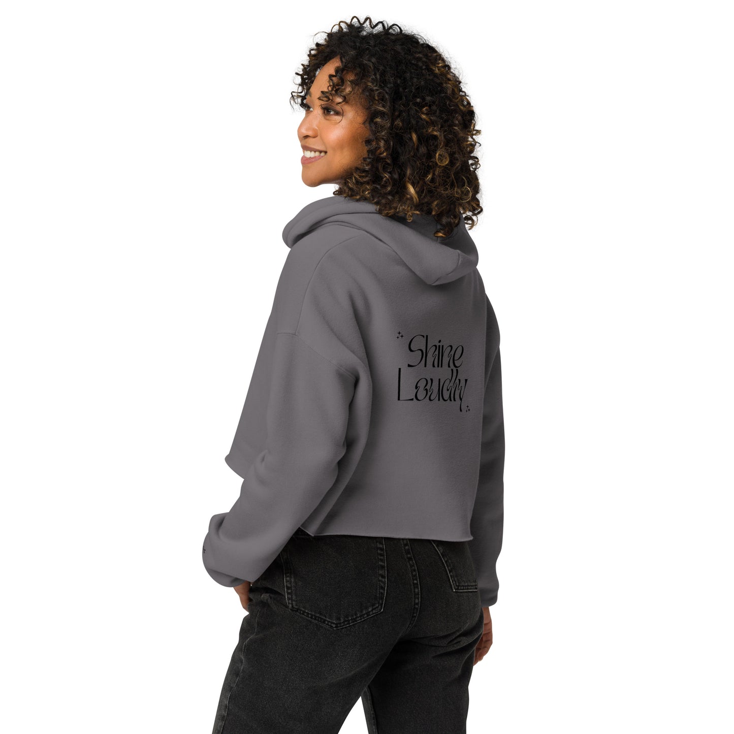Hoodie Glow Quietly, back Shine loudly.4Teanoir. grey.back